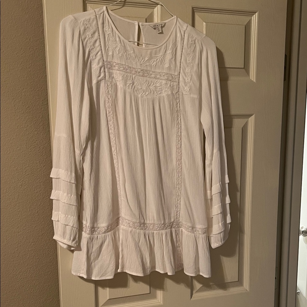 Lucky Brand Cream Blouse with Textured Details